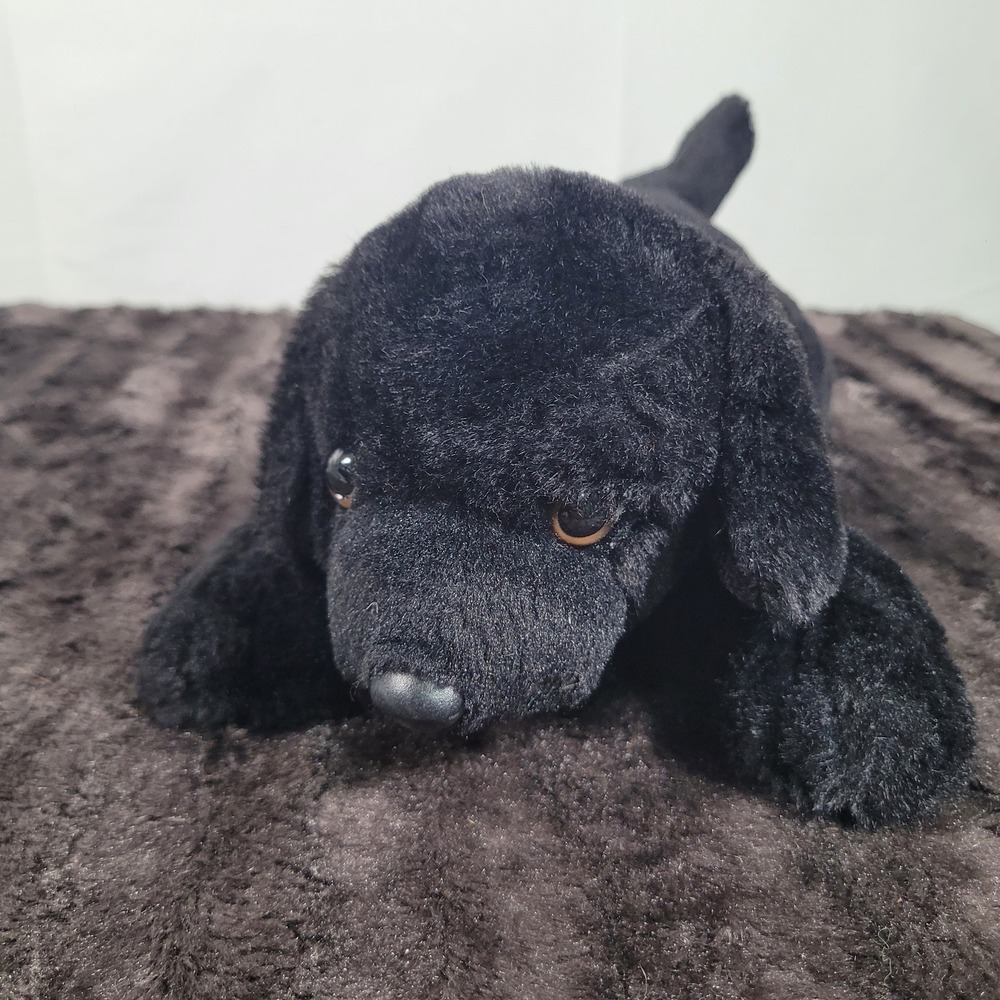 FAO Schwarz Black Labrador Retriever Puppy Plush Stuffed Animal Dog 12 Inch